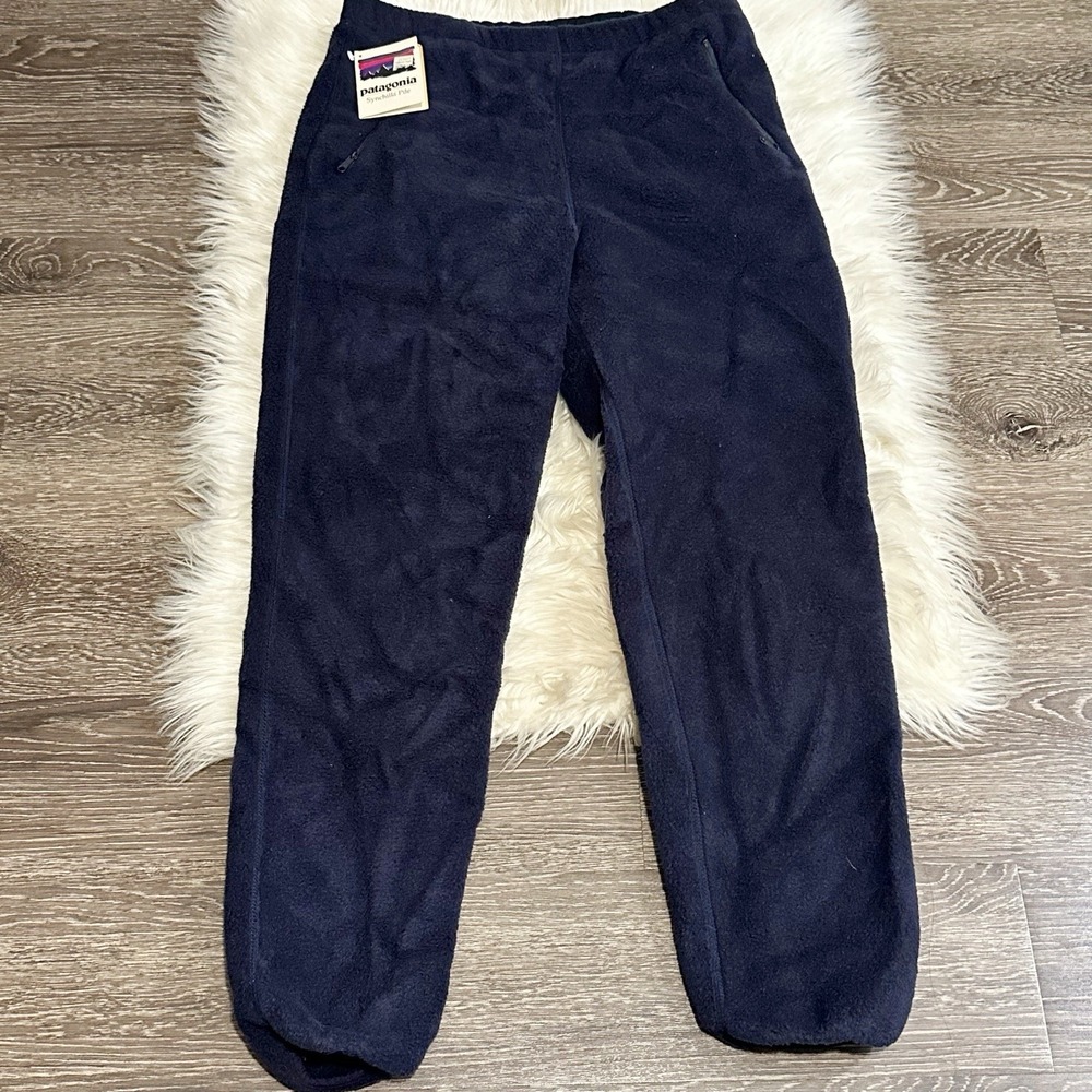 NWT Patagonia Synchilla Pile Fleece Pants Womens Large Navy Blue Deadstock VTG